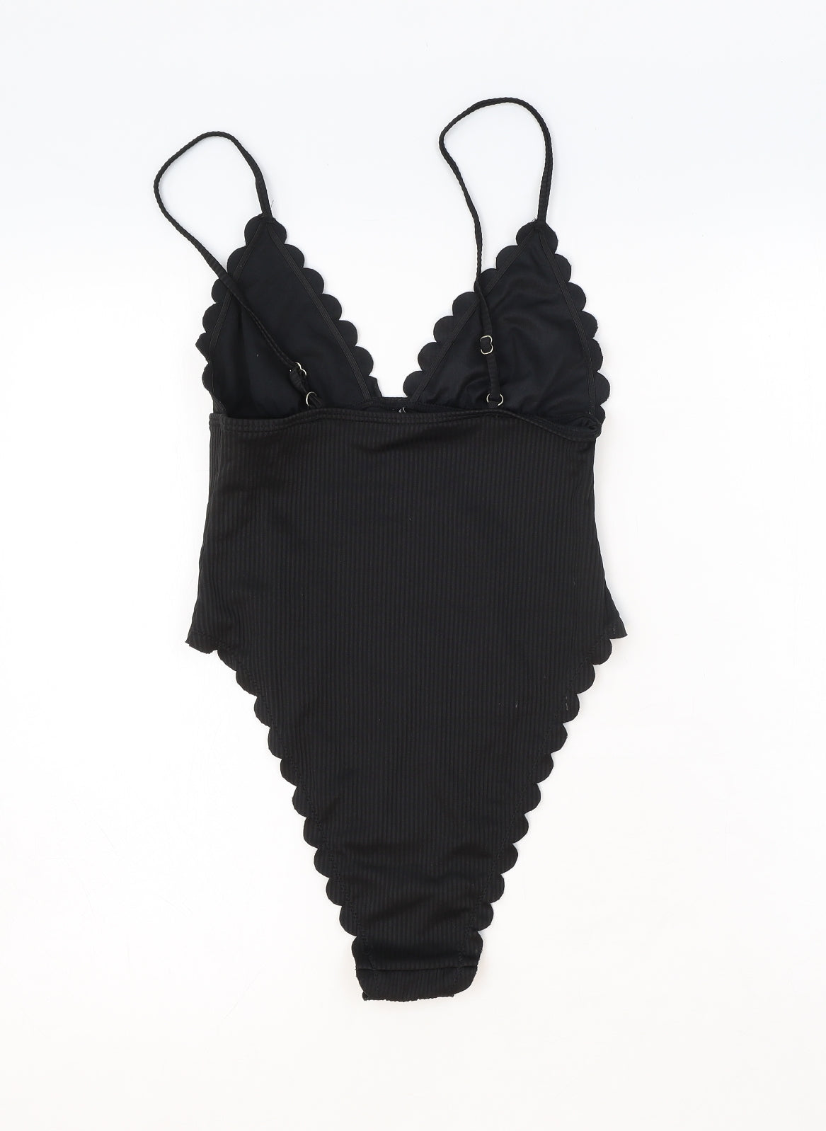 South Beach Womens Black Polyester One Piece Size 10 - Scalloped