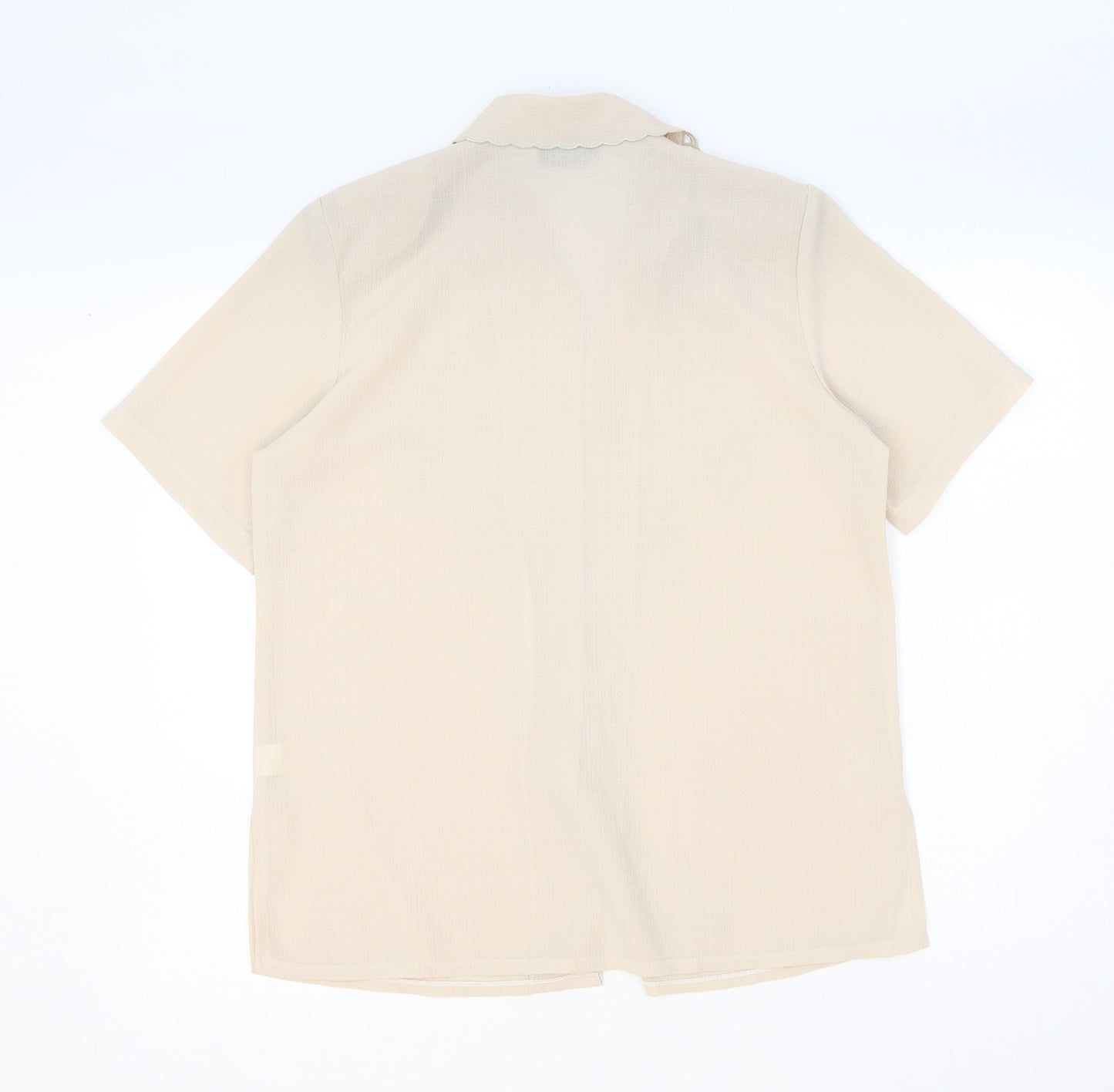 Clothes Contact Womens Ivory Polyester Basic Button-Up Size 12 Collared