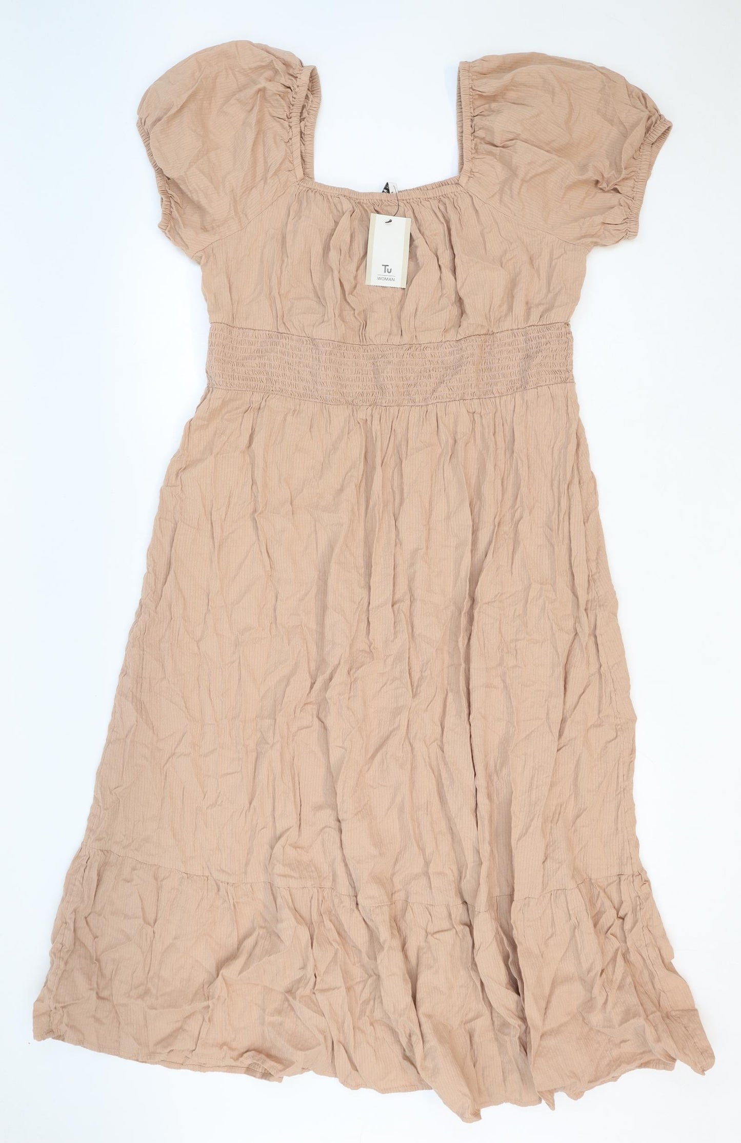 TU Womens Orange Cotton Trapeze & Swing Size 16 Square Neck Pullover