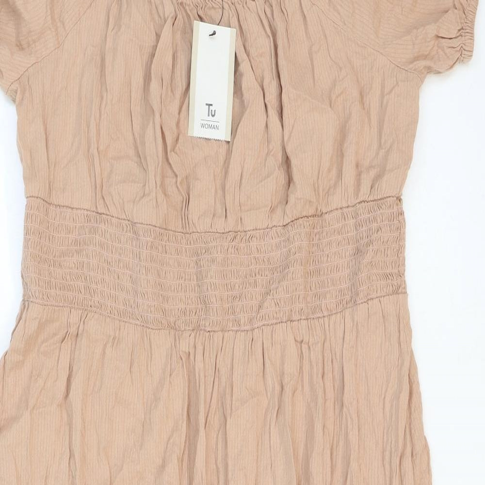 TU Womens Orange Cotton Trapeze & Swing Size 16 Square Neck Pullover