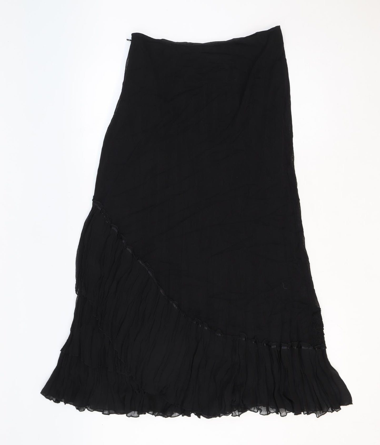 Marks and Spencer Womens Black Geometric Polyamide Peasant Skirt Size 10 Zip