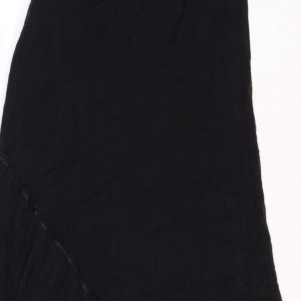 Marks and Spencer Womens Black Geometric Polyamide Peasant Skirt Size 10 Zip