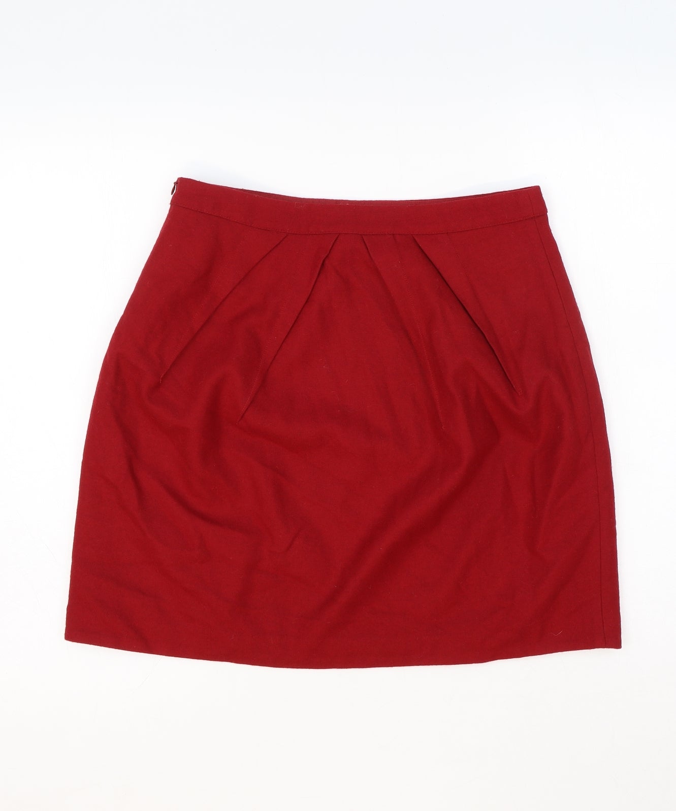 Marks and Spencer Womens Red Wool A-Line Skirt Size 10 Zip
