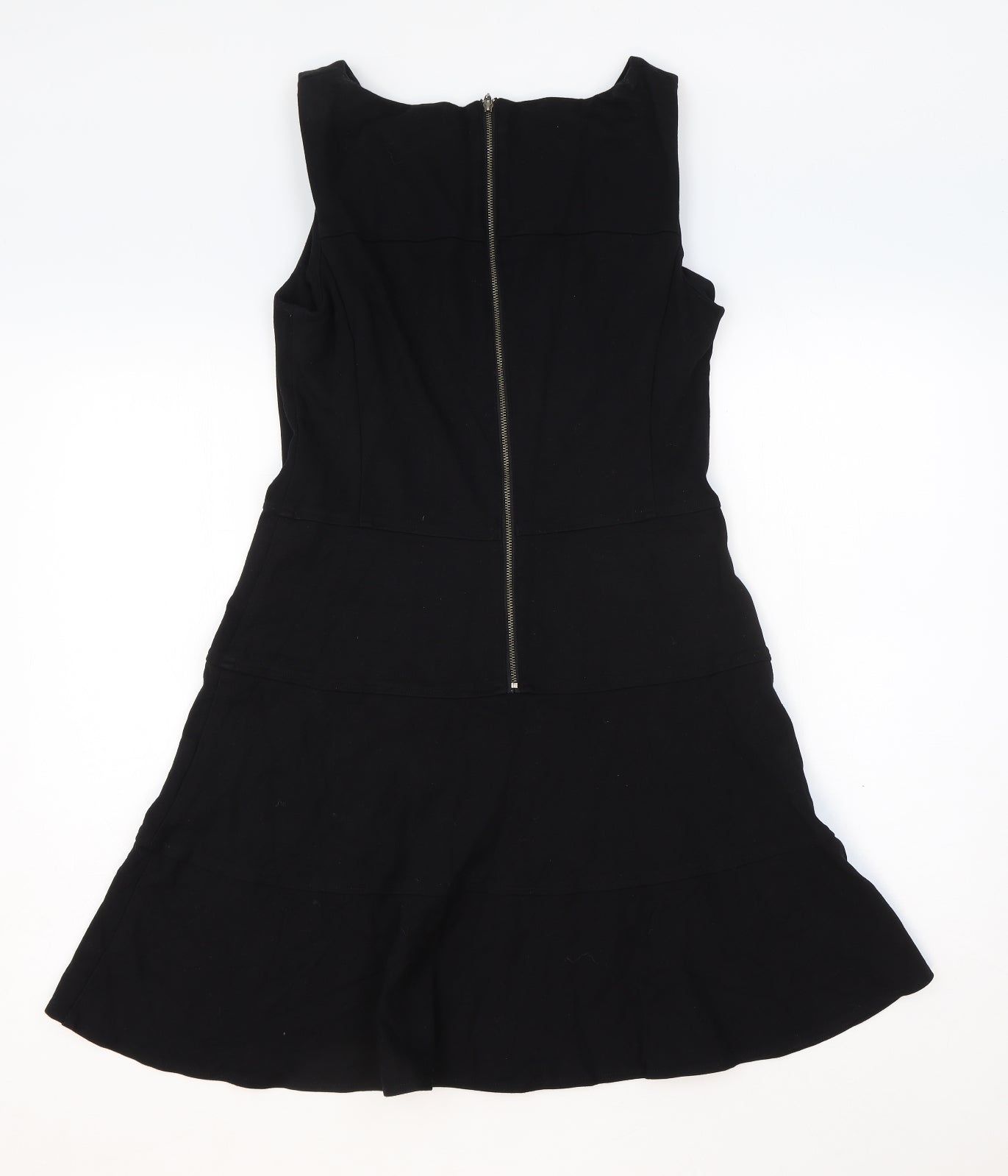 Cue Womens Black Viscose A-Line Size 12 V-Neck Zip