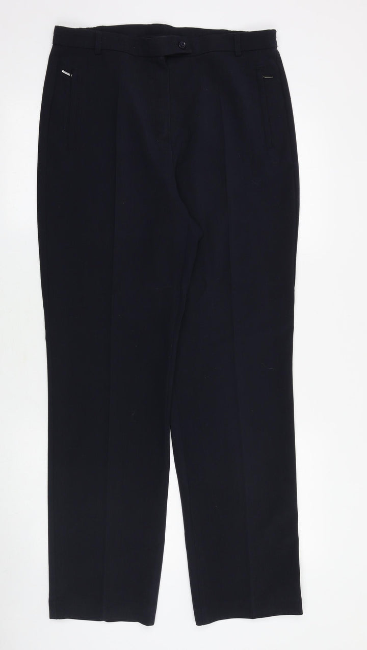 Marks and Spencer Womens Blue Polyester Trousers Size 32 in Regular Zip