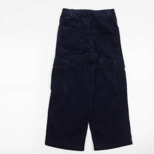 Marks and Spencer Girls Blue Cotton Cargo Trousers Size 6-7 Years Regular Zip