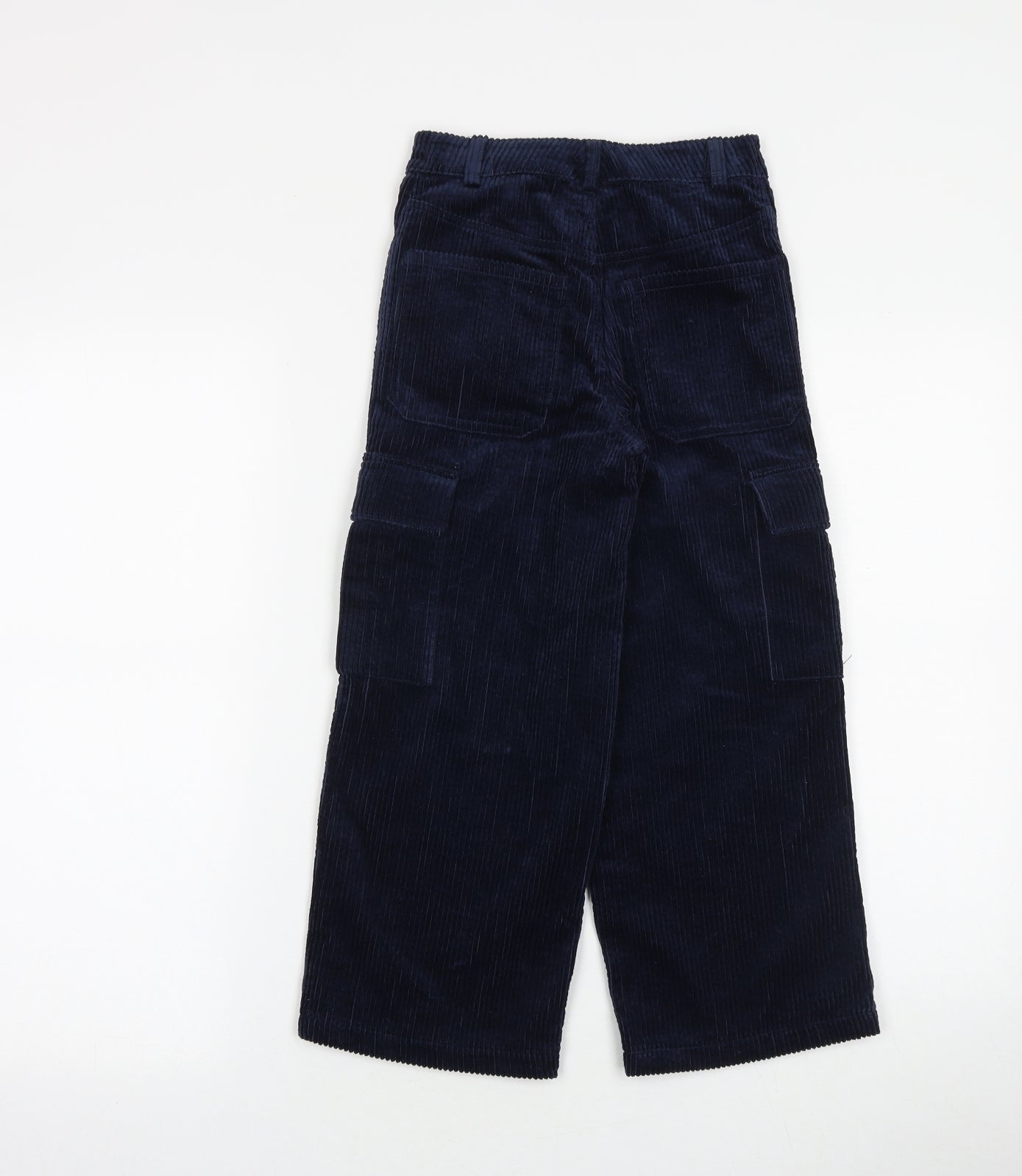 Marks and Spencer Girls Blue Cotton Cargo Trousers Size 6-7 Years Regular Zip