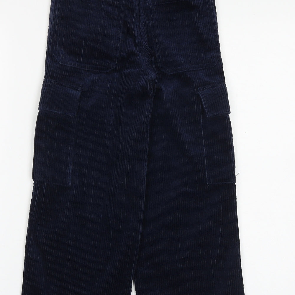 Marks and Spencer Girls Blue Cotton Cargo Trousers Size 6-7 Years Regular Zip