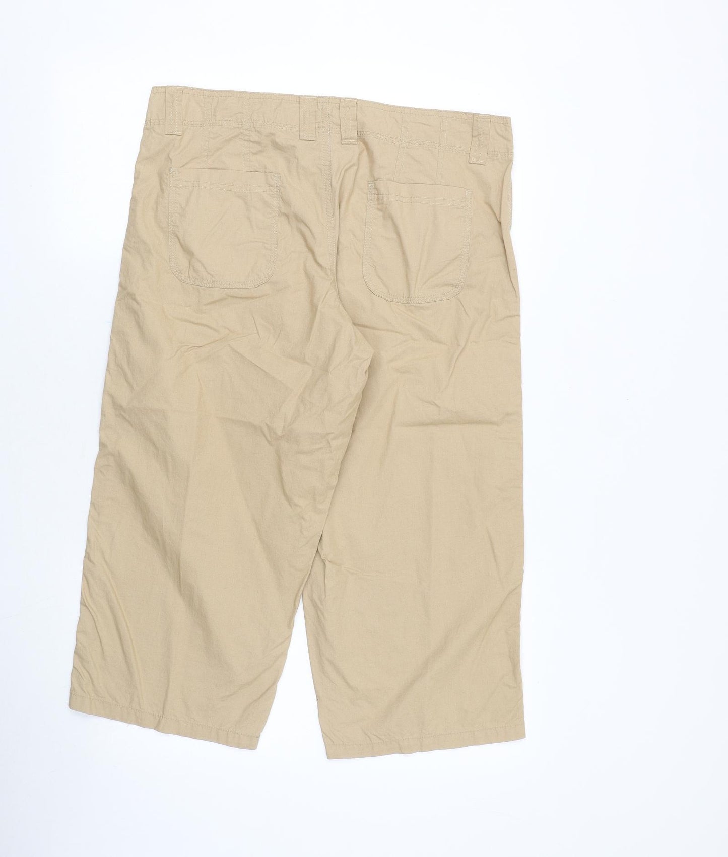 Editions Womens Beige Cotton Skimmer Shorts Size 14 Regular Button