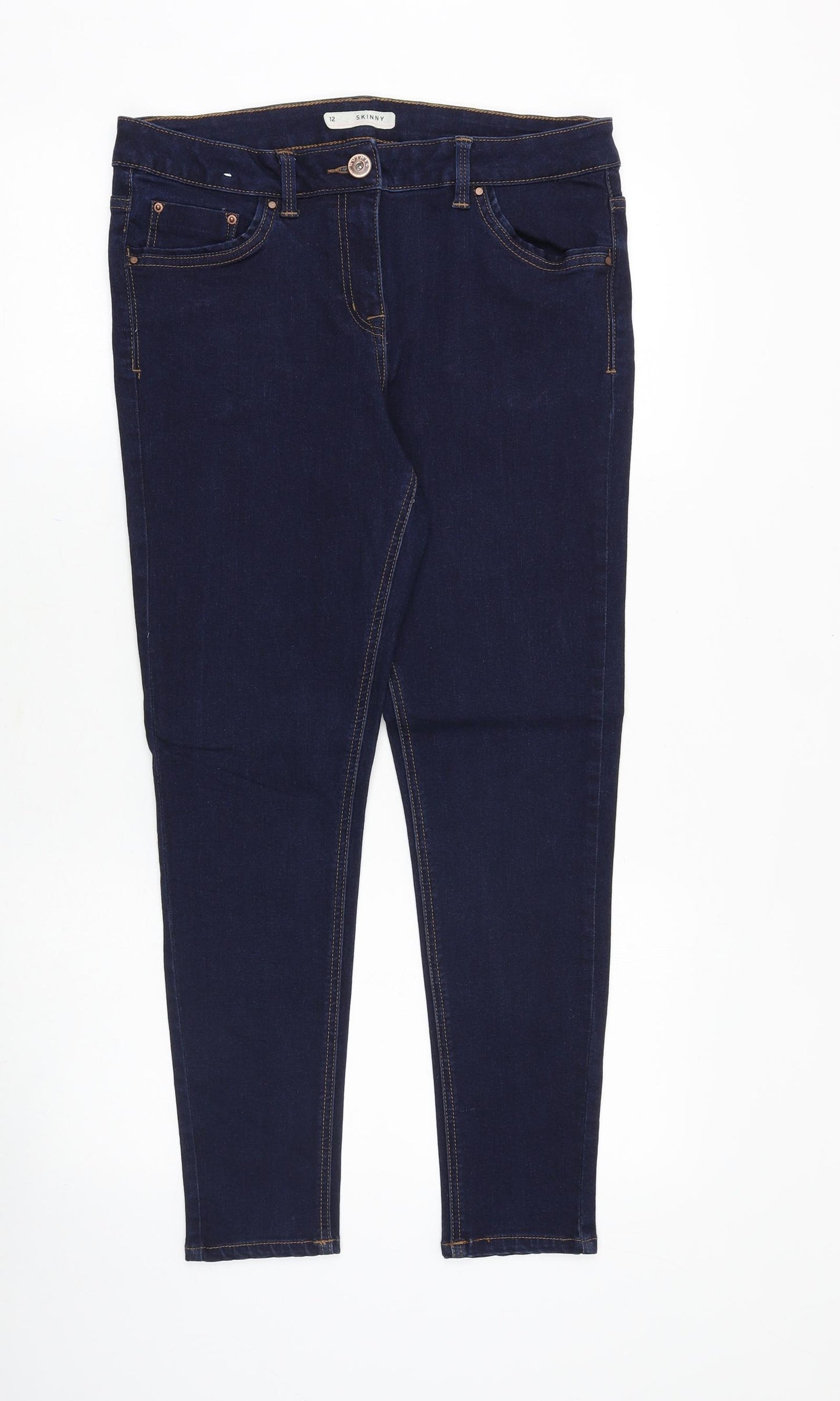 Nutmeg Womens Blue Cotton Skinny Jeans Size 12 Slim Zip