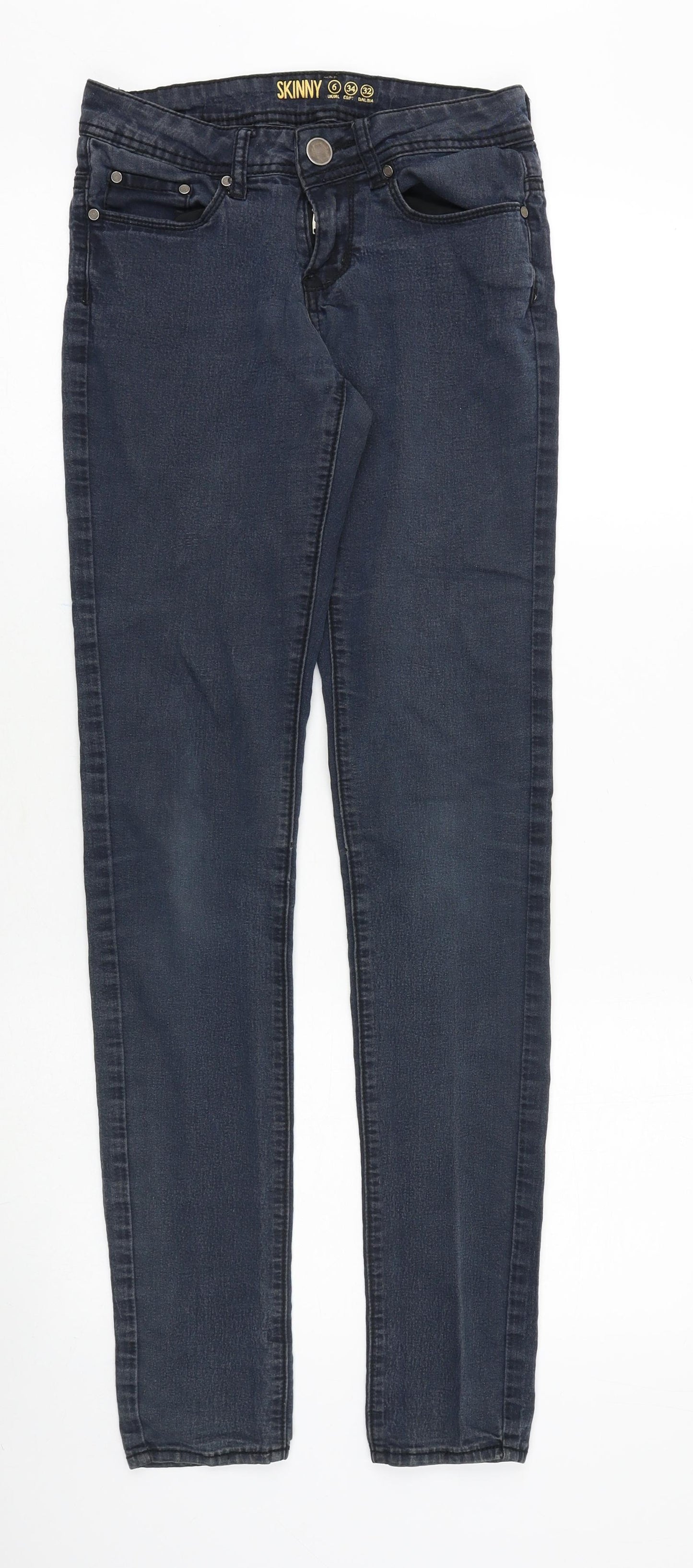 Denim & Co. Womens Black Cotton Skinny Jeans Size 6 Slim Zip