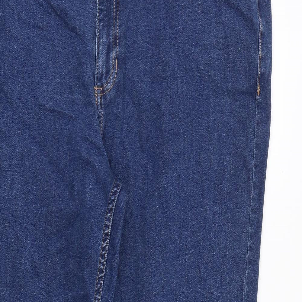 Marks and Spencer Womens Blue Cotton Bootcut Jeans Size 18 Slim Zip