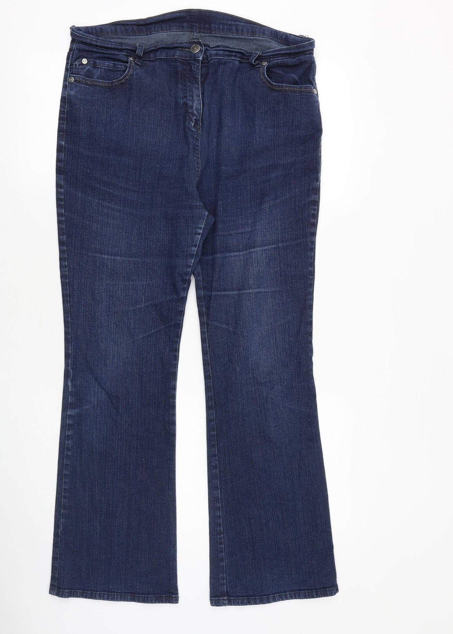 Marks and Spencer Womens Blue Cotton Bootcut Jeans Size 16 Regular Zip