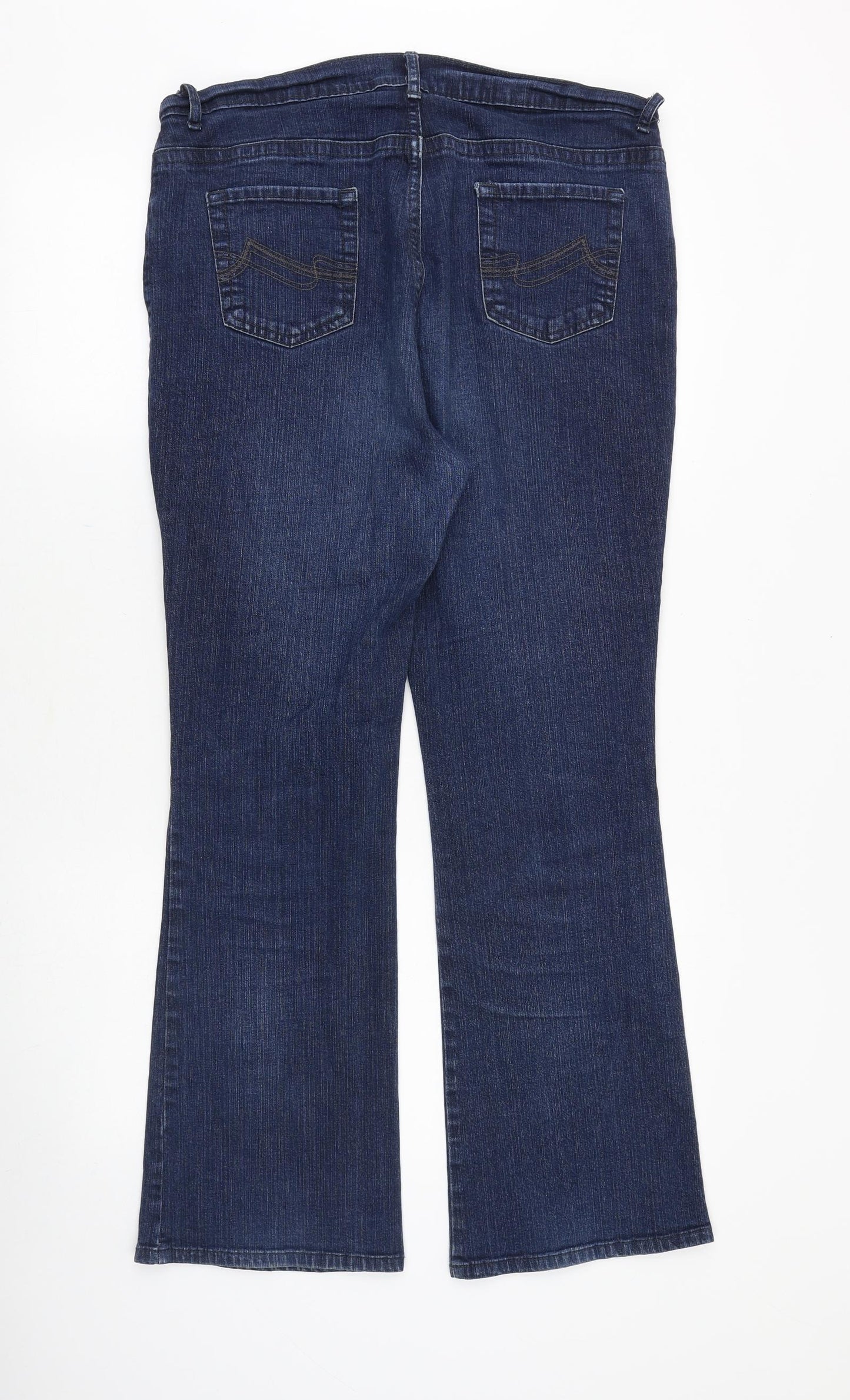 Marks and Spencer Womens Blue Cotton Bootcut Jeans Size 16 Regular Zip