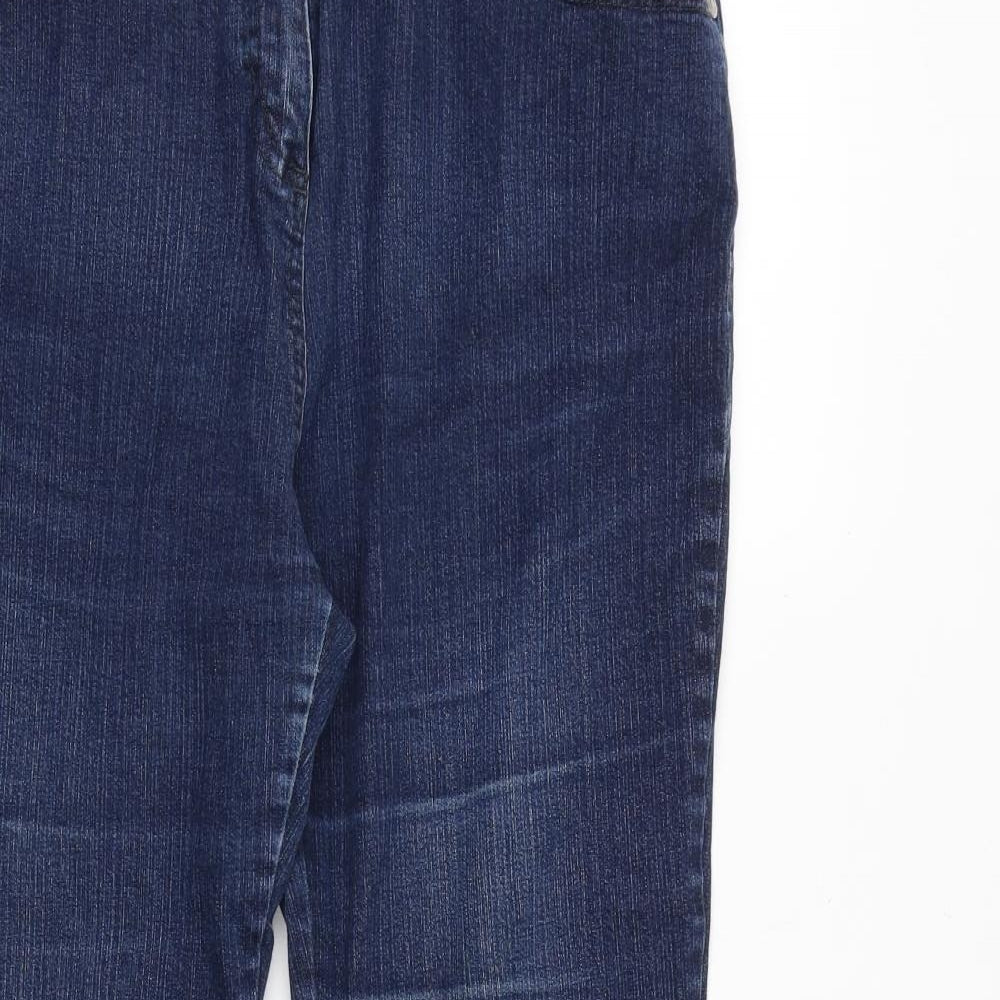 Marks and Spencer Womens Blue Cotton Bootcut Jeans Size 16 Regular Zip