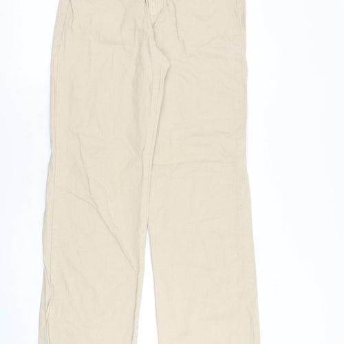 Stradivarius Womens Beige Cotton Straight Jeans Size 10 Regular Zip