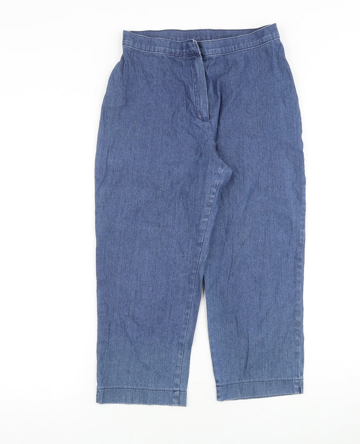 Marks and Spencer Womens Blue Cotton Straight Jeans Size 10 Regular Zip