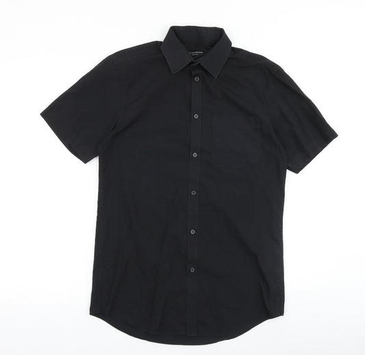 Taylor & Wright Mens Black Cotton Button-Up Size 14.5 Collared Button