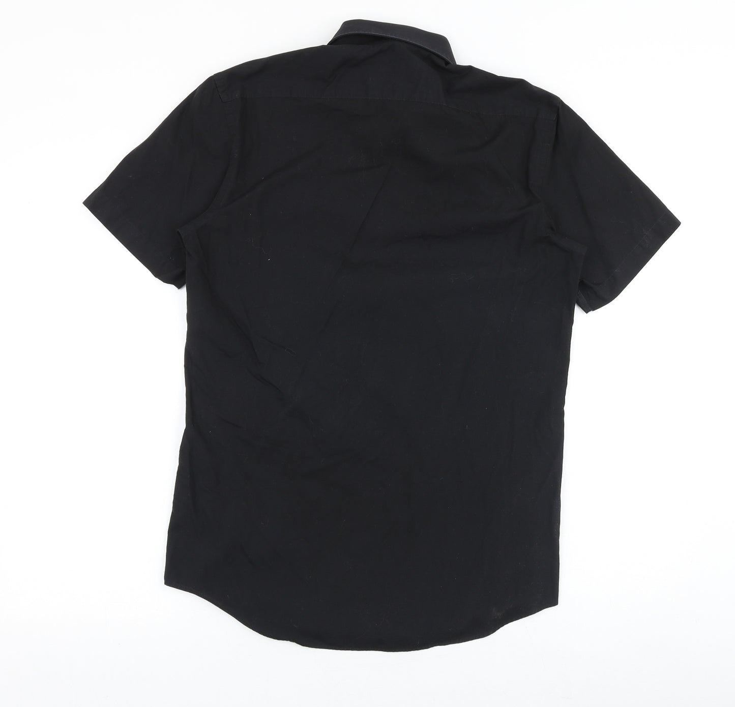 Taylor & Wright Mens Black Cotton Button-Up Size 14.5 Collared Button