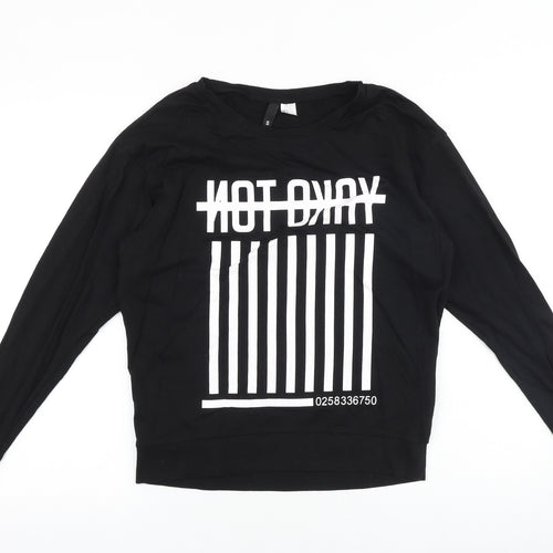 H&M Womens Black Cotton Pullover Sweatshirt Size S Pullover - Not Okay
