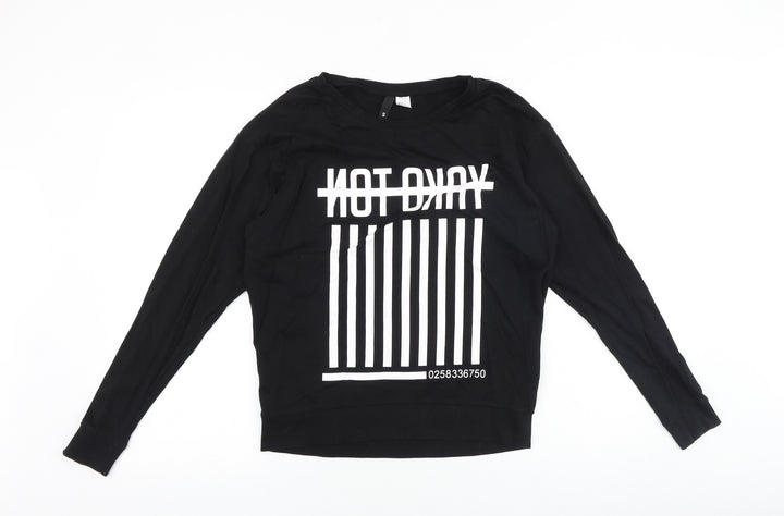 H&M Womens Black Cotton Pullover Sweatshirt Size S Pullover - Not Okay