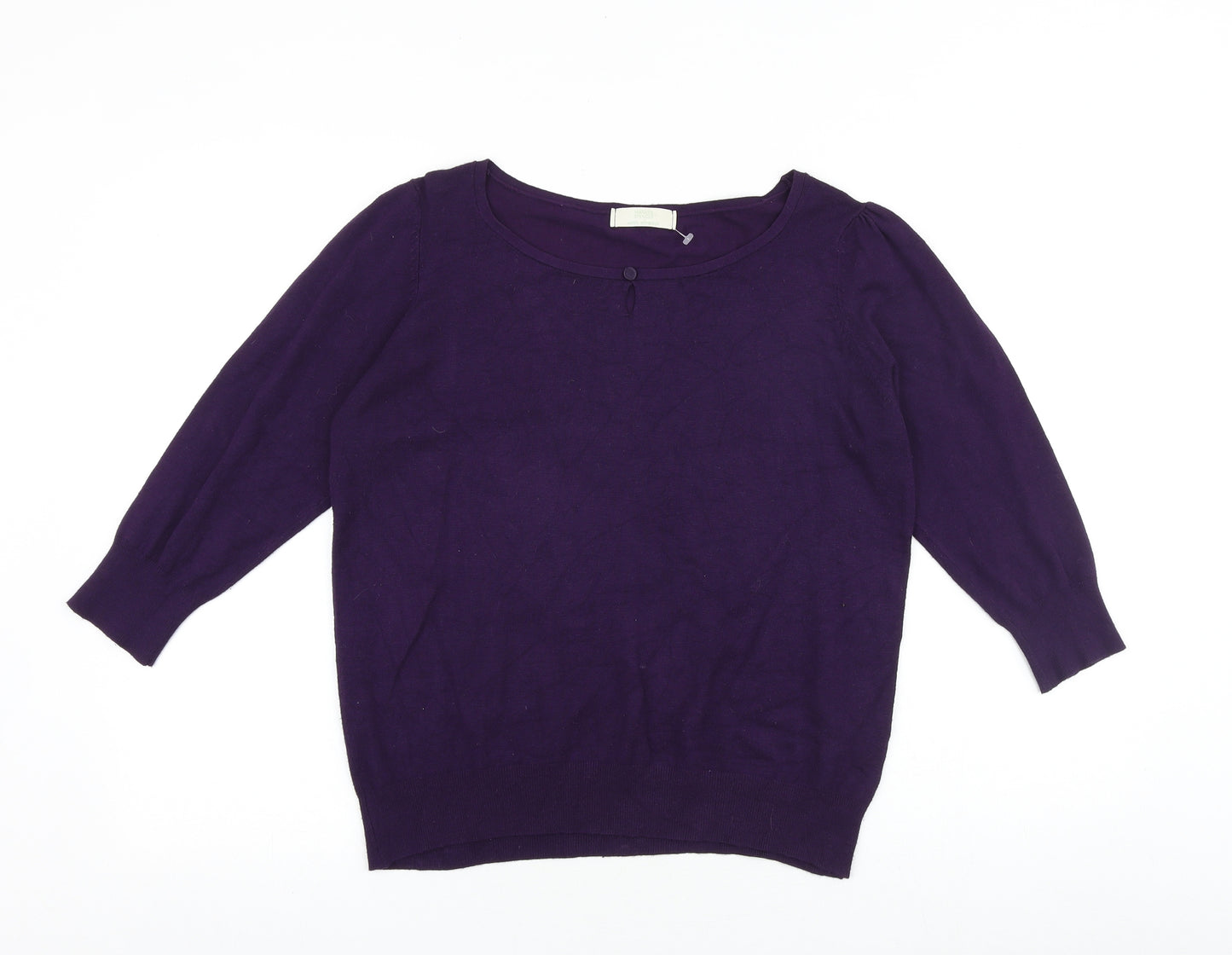 Marks and Spencer Womens Purple Scoop Neck Viscose Pullover Jumper Size 18
