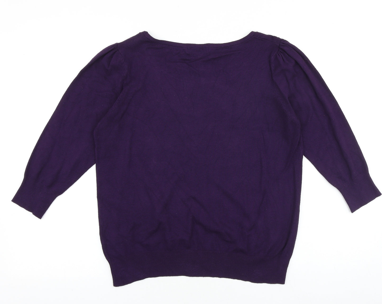Marks and Spencer Womens Purple Scoop Neck Viscose Pullover Jumper Size 18