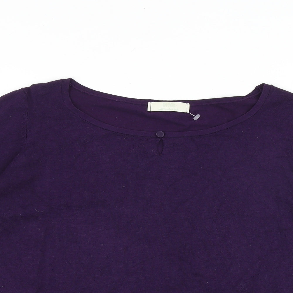 Marks and Spencer Womens Purple Scoop Neck Viscose Pullover Jumper Size 18
