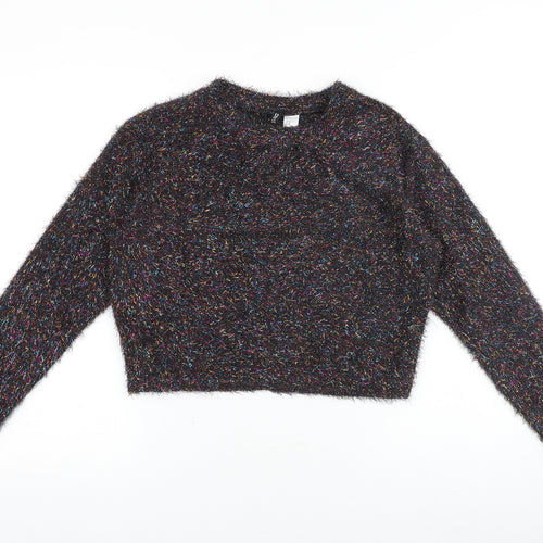 H&M Womens Multicoloured Round Neck Polyester Pullover Jumper Size M