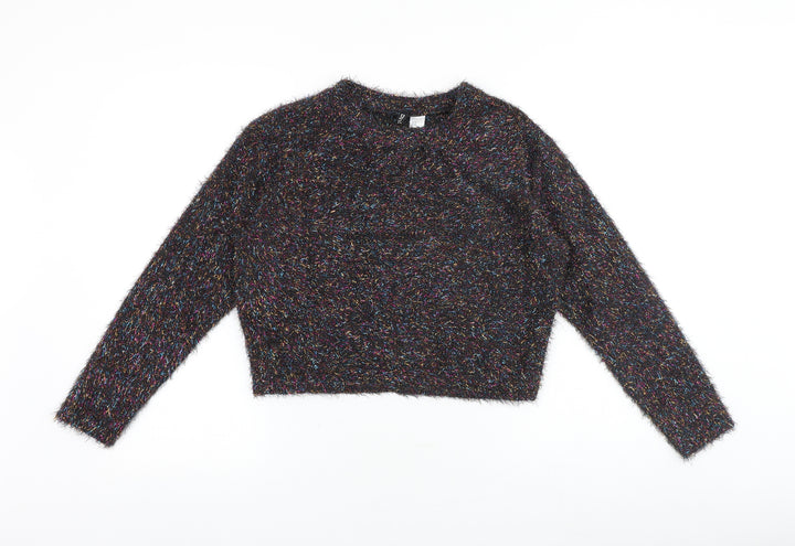 H&M Womens Multicoloured Round Neck Polyester Pullover Jumper Size M