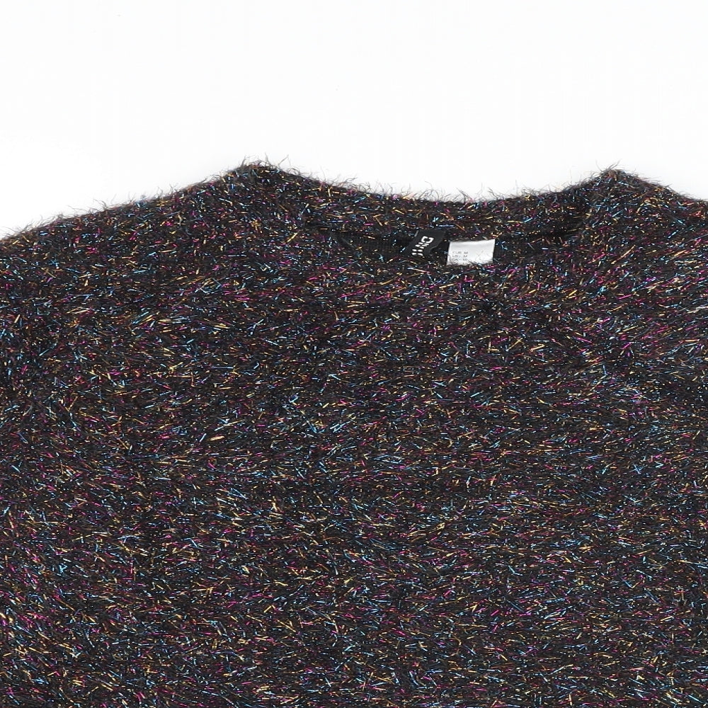 H&M Womens Multicoloured Round Neck Polyester Pullover Jumper Size M