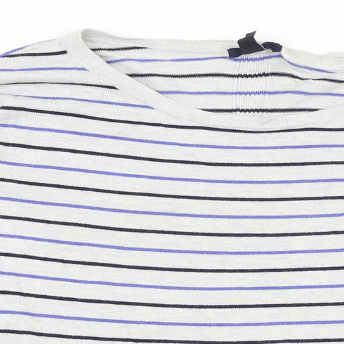 Gap Womens Grey Scoop Neck Striped Cotton Pullover Jumper Size S