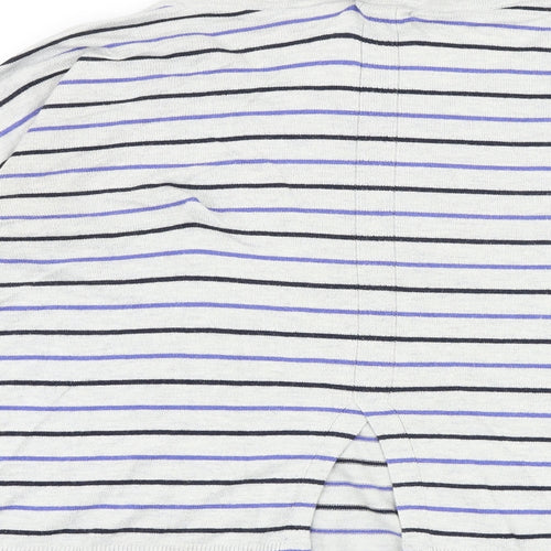 Gap Womens Grey Scoop Neck Striped Cotton Pullover Jumper Size S