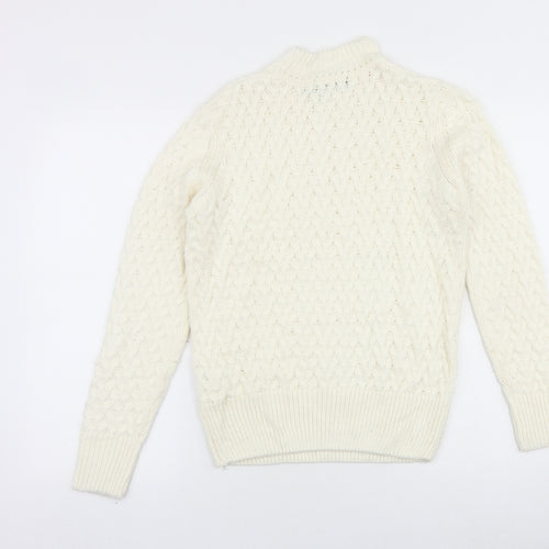 QED London Womens White High Neck Acrylic Pullover Jumper Size S