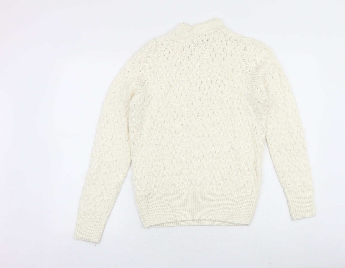 QED London Womens White High Neck Acrylic Pullover Jumper Size S