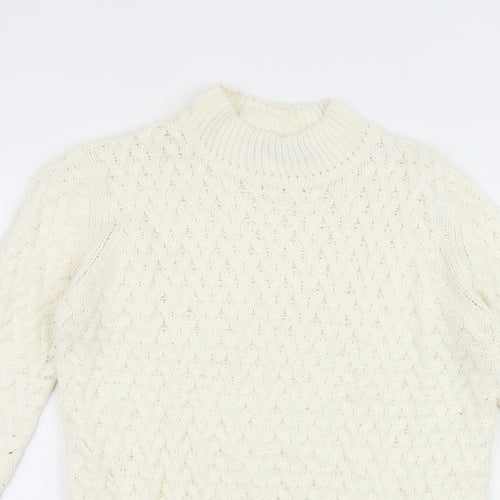 QED London Womens White High Neck Acrylic Pullover Jumper Size S