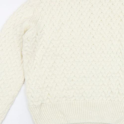 QED London Womens White High Neck Acrylic Pullover Jumper Size S