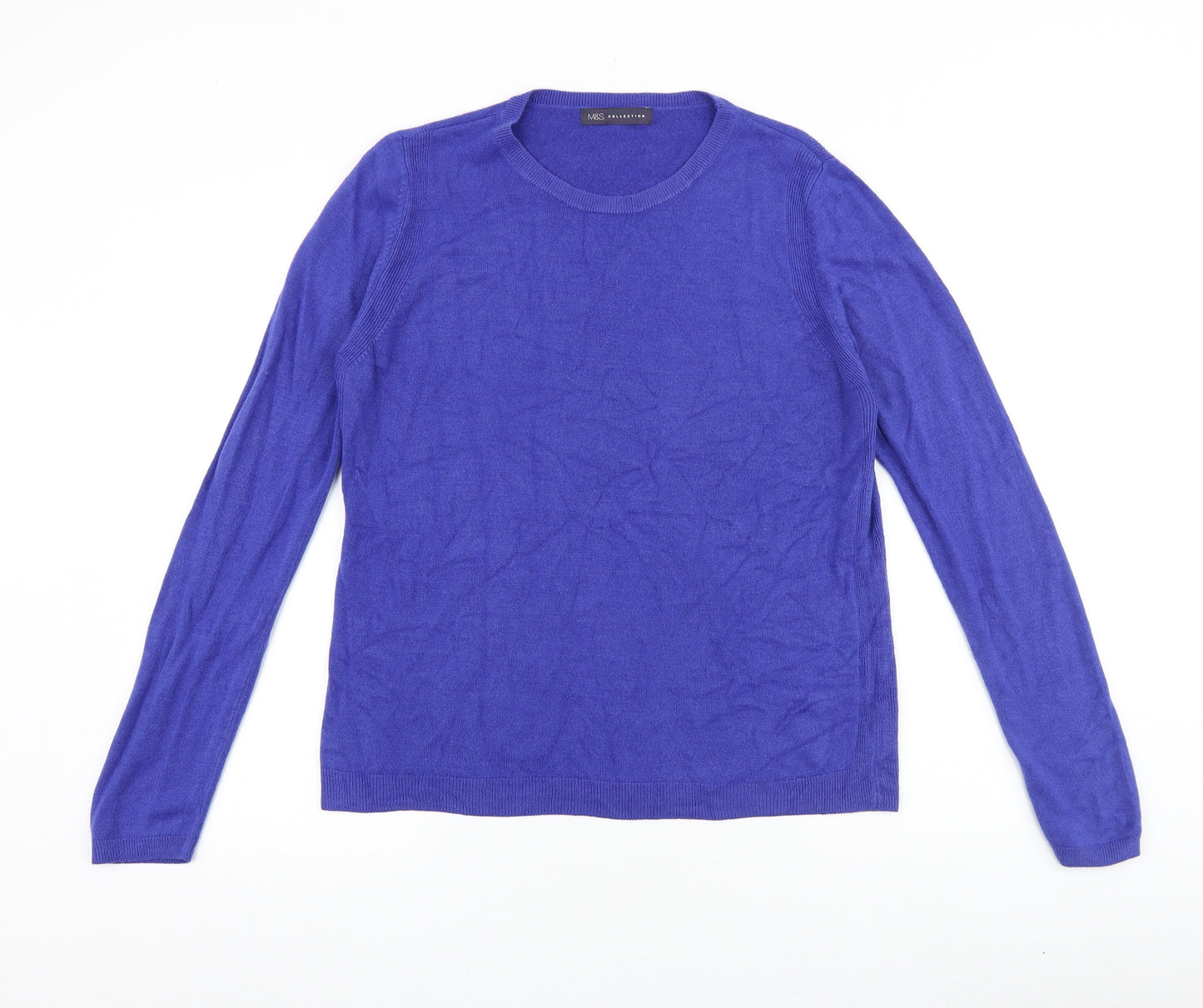 Marks and Spencer Womens Purple Round Neck Acrylic Pullover Jumper Size 14