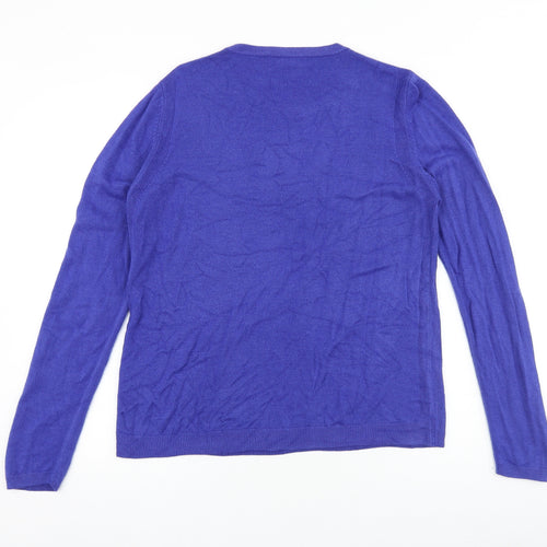 Marks and Spencer Womens Purple Round Neck Acrylic Pullover Jumper Size 14