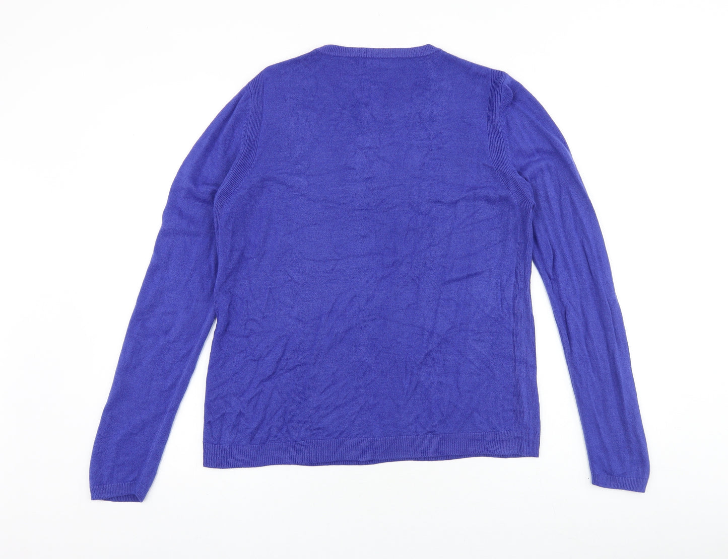Marks and Spencer Womens Purple Round Neck Acrylic Pullover Jumper Size 14