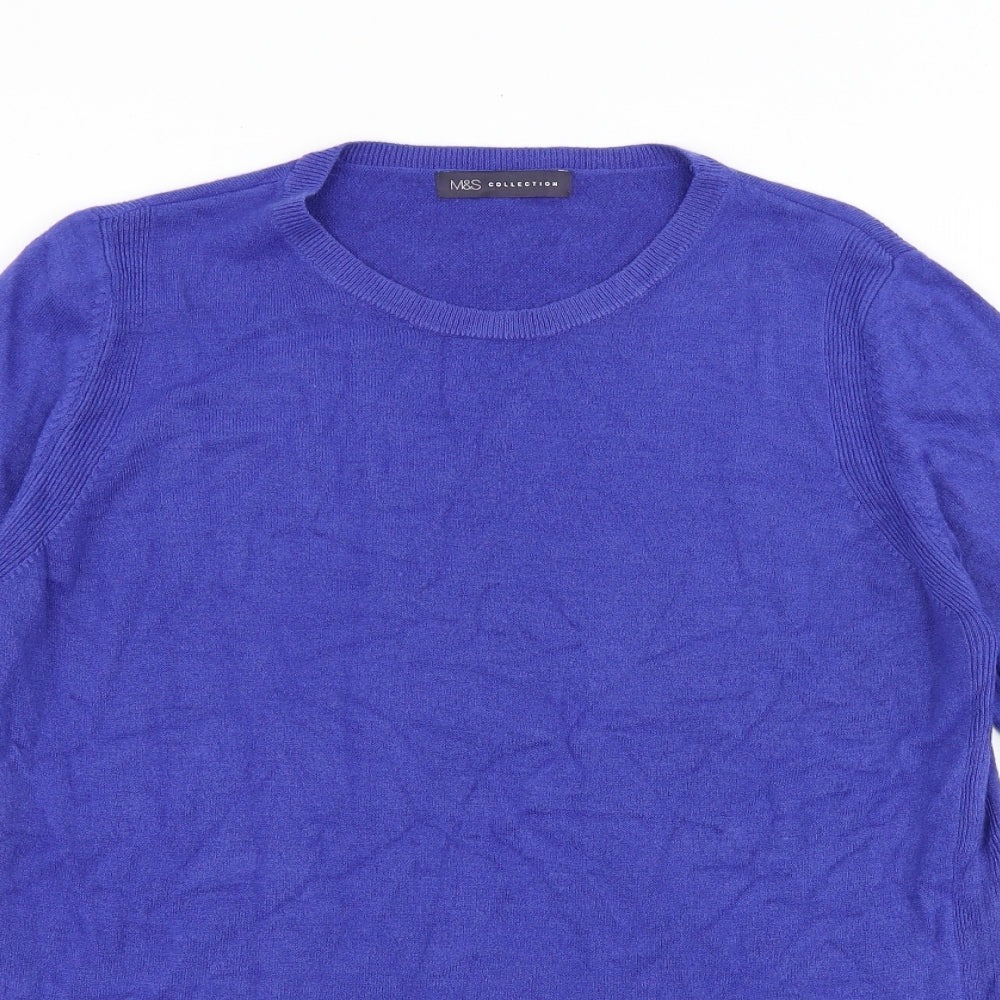 Marks and Spencer Womens Purple Round Neck Acrylic Pullover Jumper Size 14