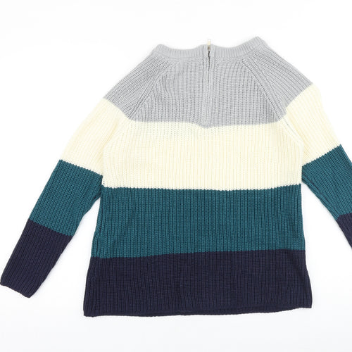 Intuition Womens Multicoloured Scoop Neck Striped Acrylic Pullover Jumper Size 12