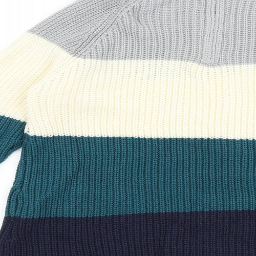 Intuition Womens Multicoloured Scoop Neck Striped Acrylic Pullover Jumper Size 12