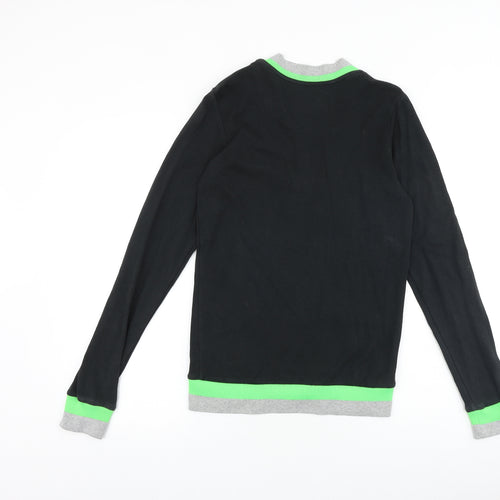 Blue Inc Mens Black Round Neck Cotton Cardigan Jumper Size XS Long Sleeve