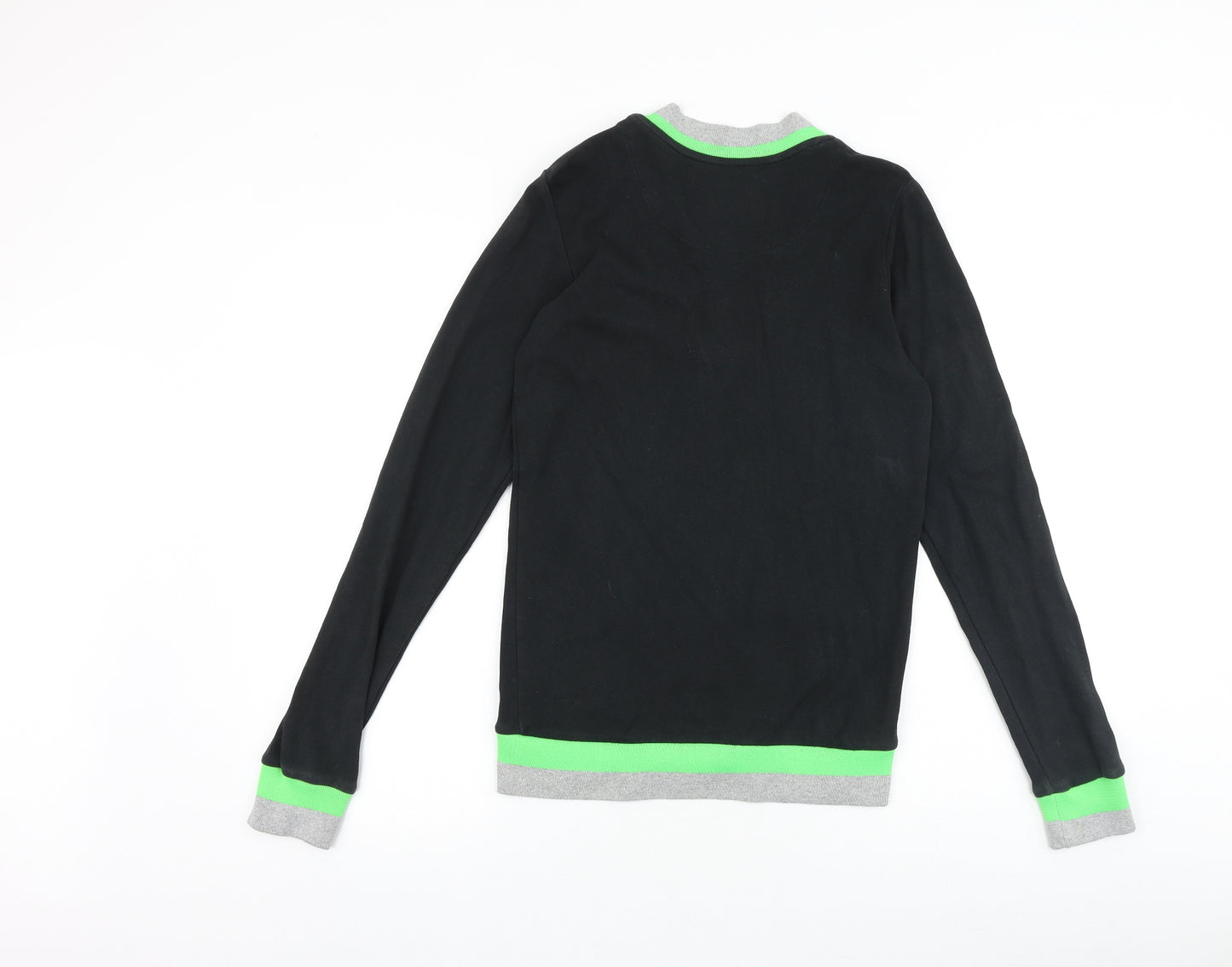 Blue Inc Mens Black Round Neck Cotton Cardigan Jumper Size XS Long Sleeve