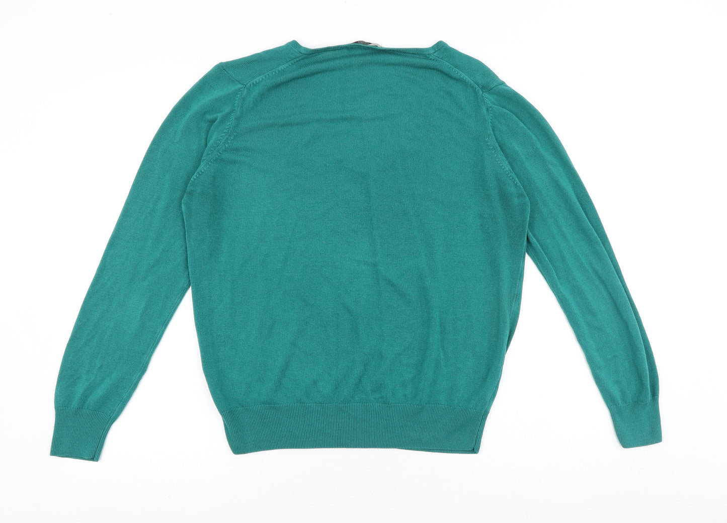 Marks and Spencer Womens Green V-Neck Acrylic Pullover Jumper Size 16