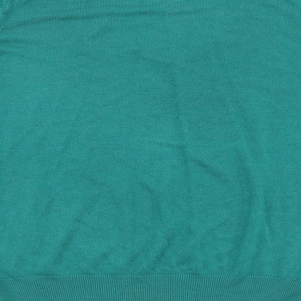 Marks and Spencer Womens Green V-Neck Acrylic Pullover Jumper Size 16