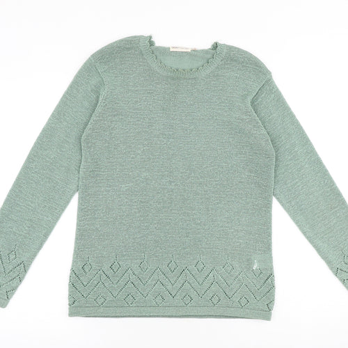Bonmarché Womens Green Round Neck Polyester Pullover Jumper Size S
