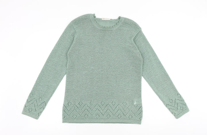 Bonmarché Womens Green Round Neck Polyester Pullover Jumper Size S