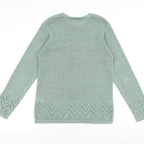 Bonmarché Womens Green Round Neck Polyester Pullover Jumper Size S